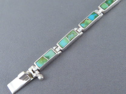 Green Turquoise Inlay Link Bracelet (smaller)