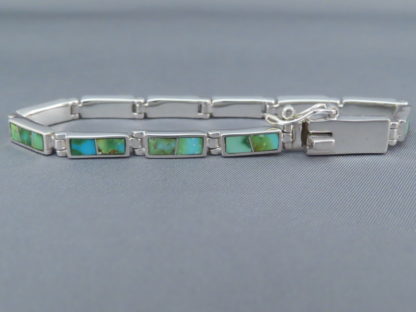 Green Turquoise Inlay Link Bracelet (smaller)