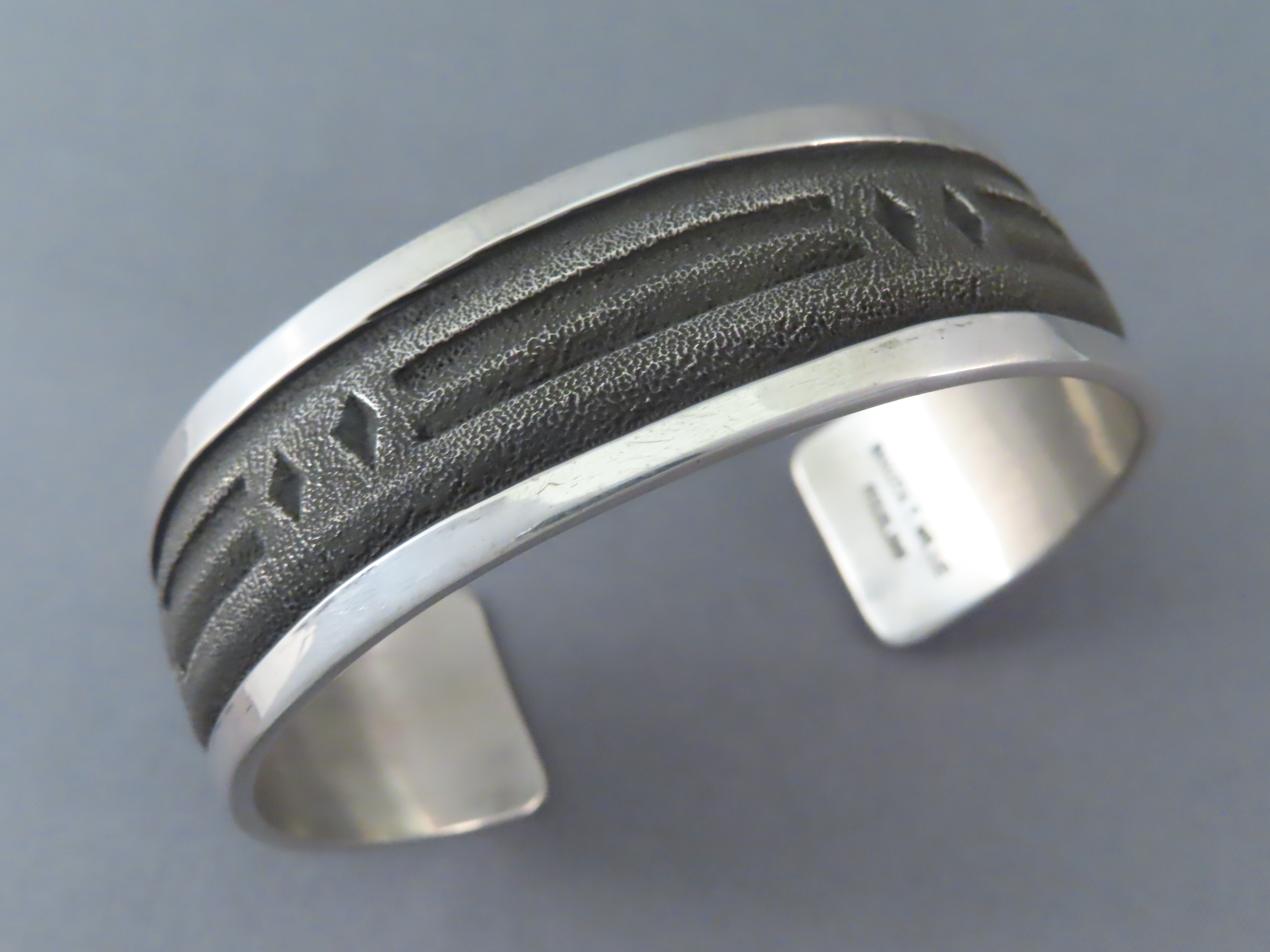 Larger Sterling Silver Cuff Bracelet by Native American Navajo Indian jewelry artist, Dakota Willie $385- FOR SALE