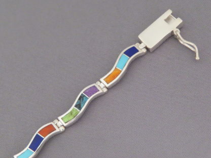 Inlaid Multi-Color Link Bracelet (‘Wavy’)