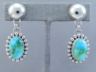Turquoise Jewelry - Sonoran Gold Turquoise Earrings by Native American (Navajo) jeweler, Artie Yellowhorse $345- FOR SALE