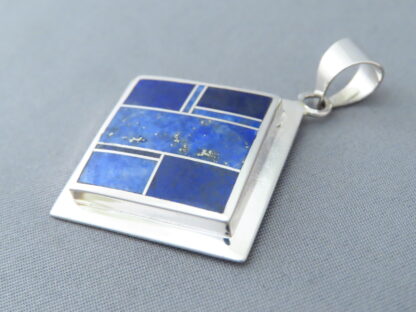 Sterling Silver & Lapis Inlay Diamond-Shaped Pendant