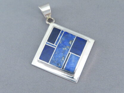 Sterling Silver & Lapis Inlay Diamond-Shaped Pendant