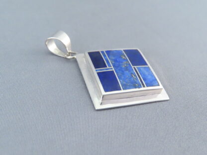 Sterling Silver & Lapis Inlay Diamond-Shaped Pendant