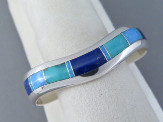 Buy Inlay Jewelry - Turquoise & Opal & Lapis Inlay Bracelet Cuff by Native American jeweler, Tim Charlie $375- FOR SALE