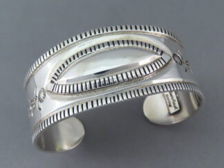 Sterling Silver Cuff Bracelet by Native American (Navajo) jewelry artist, Allison Lee 'Snowhawk' FOR SALE $995-