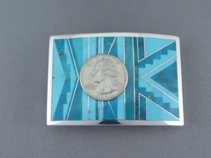 Belt Buckle with Detailed Turquoise Inlay