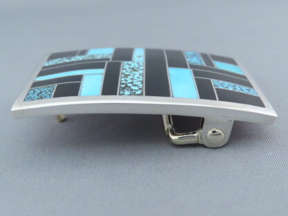 Black Jade & Turquoise Inlay Belt Buckle