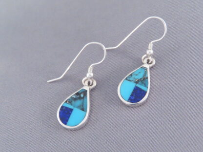 Turquoise & Lapis Inlay ‘Teardrop’ Earrings