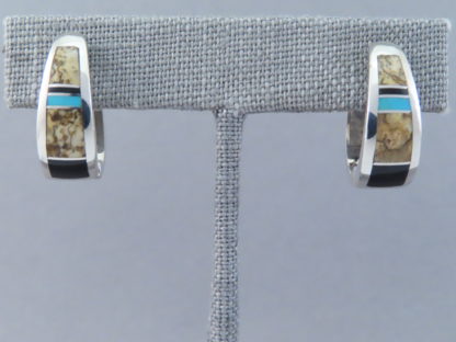 Multi-Stone Inlay Earrings (Huggies) Featuring Turquoise