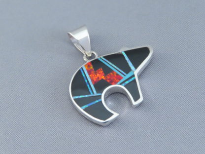 Red & Black Inlay Bear Pendant (Mid-Size)