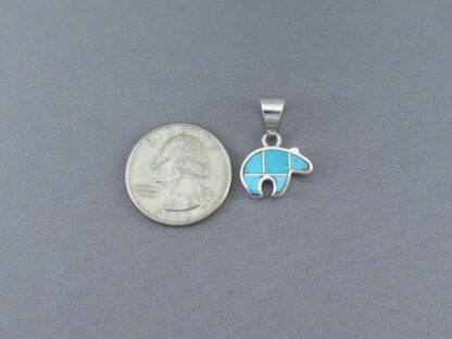 Turquoise Inlay Bear Pendant (small)