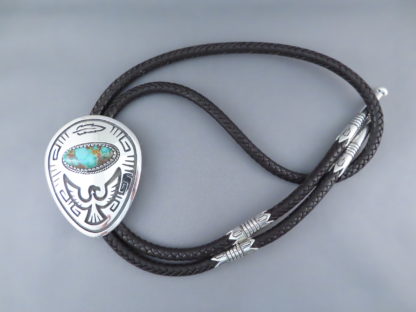 Darling Darlene Turquoise Bolo Tie with Thunderbird & Feathers