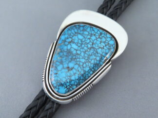 Lone Mountain Turquoise Bolo Tie by Native American (Navajo) jeweler, Will Vandever FOR SALE $3,300-