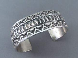 Navajo Indian Jewelry - Sterling Silver Cuff Bracelet by Native American jeweler, Andy Cadman FOR SALE $270-