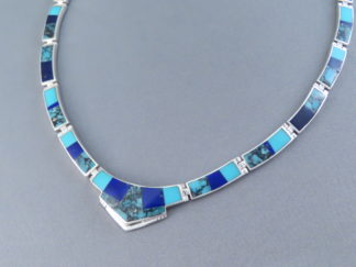 Shop Native American Jewelry - Turquoise & Lapis Inlay Necklace by Navajo jeweler, Tim Charlie $1,050-FOR SALE