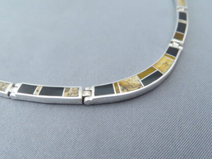 Sterling Silver Necklace with Multi-Stone Inlay