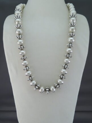 Long Sterling Silver Multi-Shaped Bead Necklace (26 1/2")