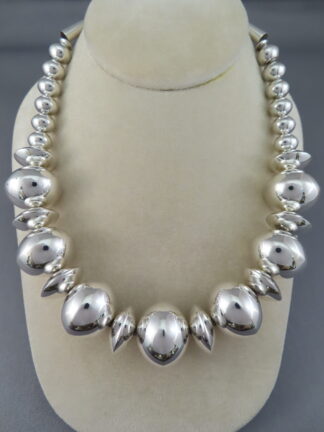 Multi-Shaped Sterling Silver Bead Necklace by Artie Yellowhorse