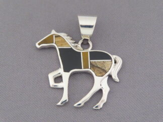 Multi-Stone Inlay Horse Pendant