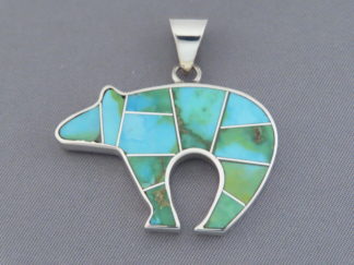 Turquoise Inlay BEAR Pendant (Sonoran Gold Turquoise)