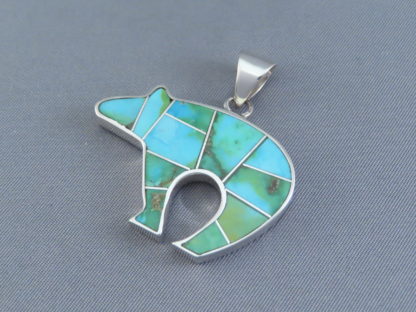 Turquoise Inlay BEAR Pendant (Sonoran Gold Turquoise)