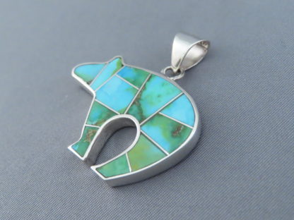 Turquoise Inlay BEAR Pendant (Sonoran Gold Turquoise)