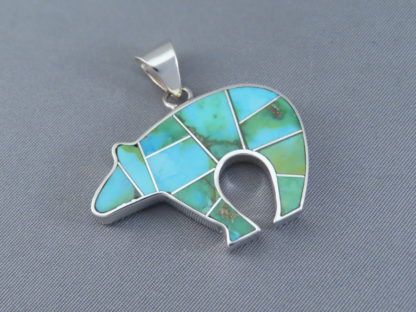 Turquoise Inlay BEAR Pendant (Sonoran Gold Turquoise)