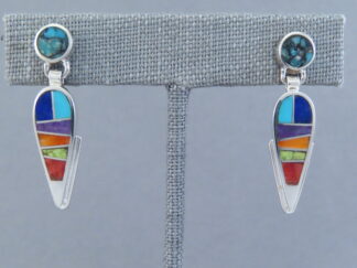 Inlaid Multi-Color Earrings – Dangling Posts