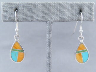 Buy Native American Jewelry - Colorful Multi-Stone Inlay Teardrop Earrings by Navajo jeweler, Tim Charlie $175- FOR SALE