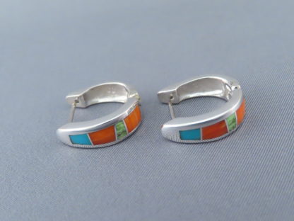 Colorful Multi-Stone Inlay Earrings (Smaller Huggies)