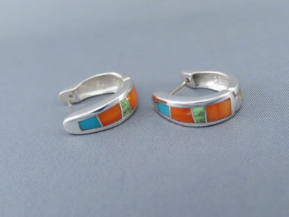 Colorful Multi-Stone Inlay Earrings (Smaller Huggies)