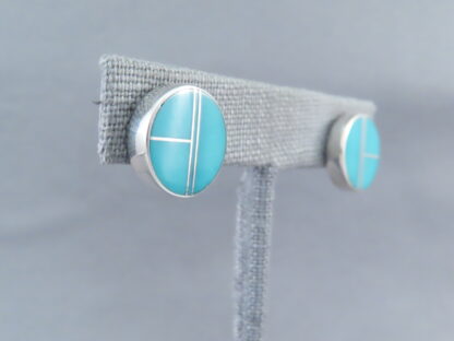 Turquoise Inlay Earrings (Round Posts)