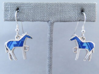 Horse Earrings - Opal & Lapis Inlay HORSE Earrings by Native American jeweler, Tim Charlie $215- FOR SALE