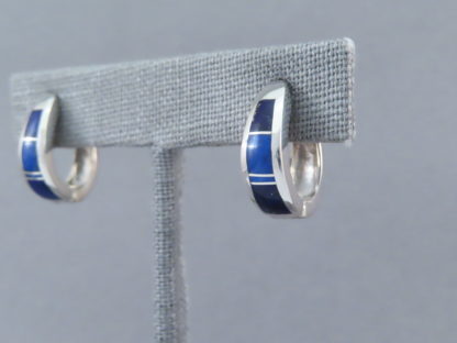 Lapis Inlay Earrings (Smaller ‘Huggies’)