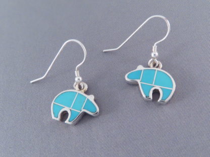 Turquoise Inlay Earrings (Bears)