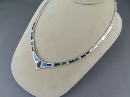 Sterling Silver Multi-Stone Inlay Necklace