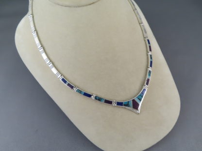 Sterling Silver Multi-Stone Inlay Necklace