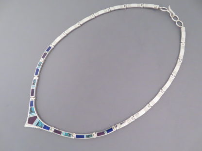 Sterling Silver Multi-Stone Inlay Necklace