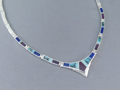 Sterling Silver Multi-Stone Inlay Necklace