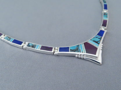 Sterling Silver Multi-Stone Inlay Necklace