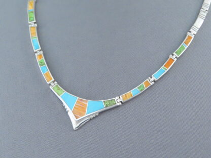 Colorful Multi-Stone Inlay Necklace