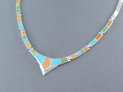 Colorful Multi-Stone Inlay Necklace