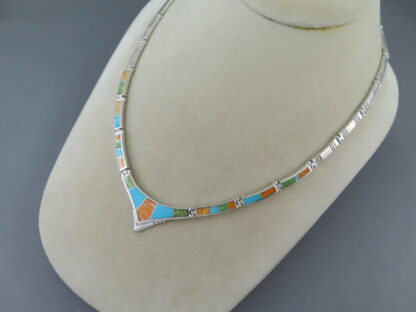 Colorful Multi-Stone Inlay Necklace