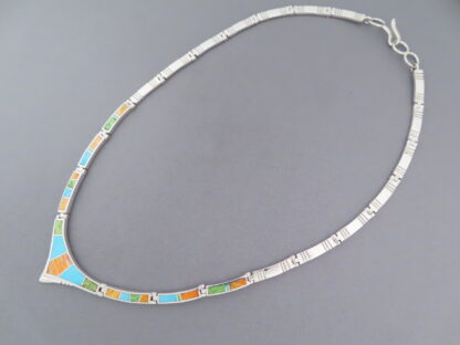 Colorful Multi-Stone Inlay Necklace