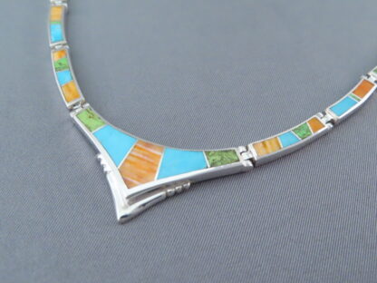 Colorful Multi-Stone Inlay Necklace