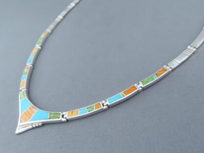 Colorful Multi-Stone Inlay Necklace