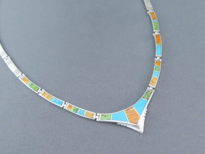 Colorful Multi-Stone Inlay Necklace