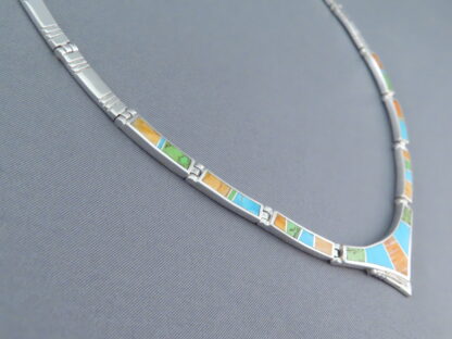 Colorful Multi-Stone Inlay Necklace