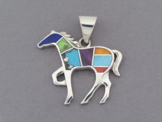 Inlaid Multi-Color Horse Pendant (Medium-Size)